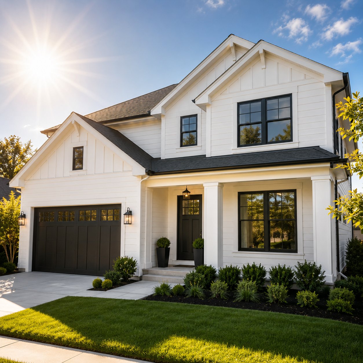 Freshly painted house exterior